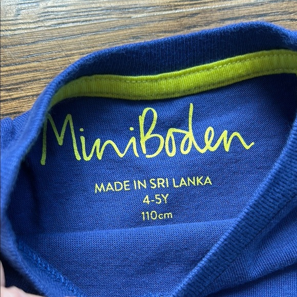 Mini Boden Blue and Yellow Short Sleeve Tee with Dinosaur Print - Picture 2 of 4